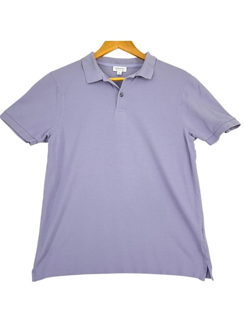 Sunspel Pique Polo Shirt Mens Medium Lavender Purple 100% Cotton Short Sleeve